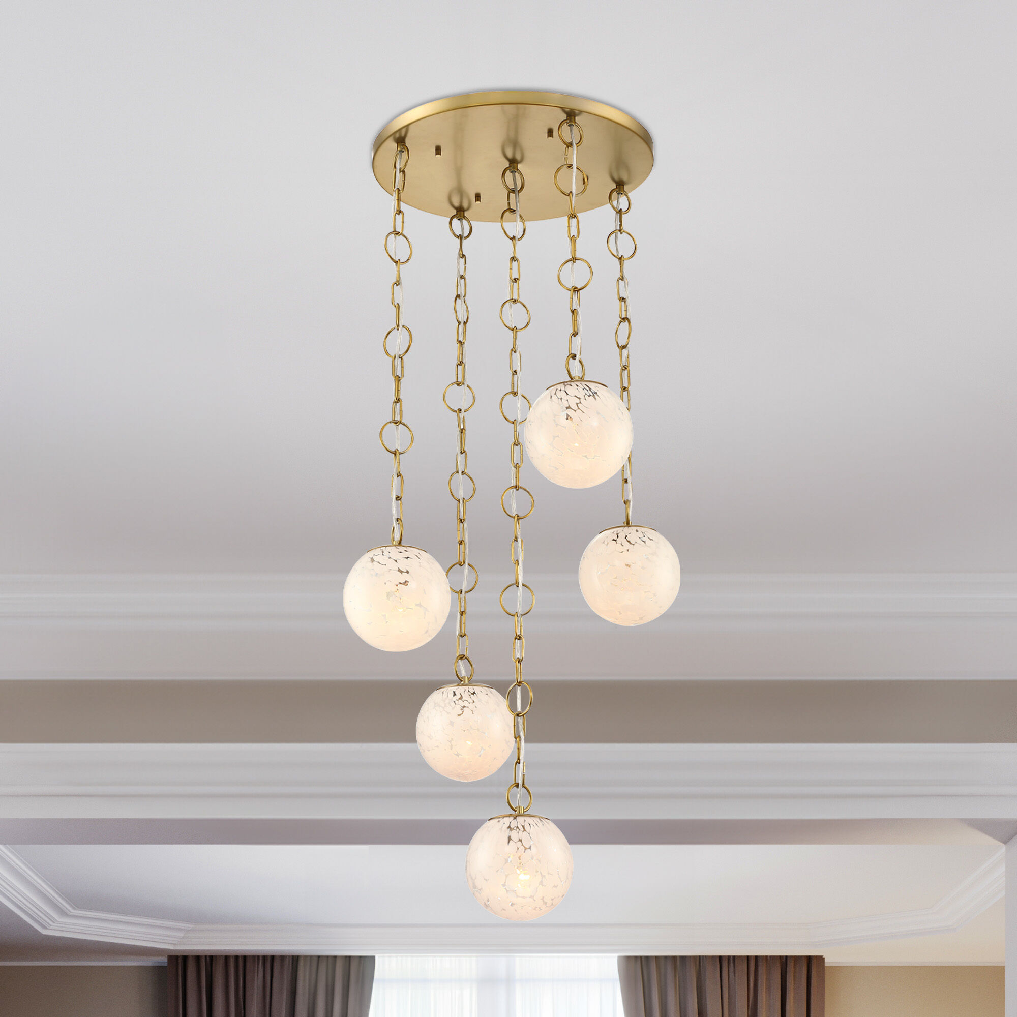 Wine Flower 5 Light 24.5 inch Brushed Gold Chandelier Ceiling Light